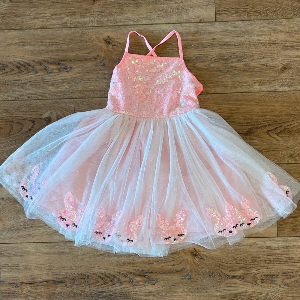 Zunie Pink Sequin Bunny Tulle Dress size 4
